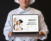 Close-Up Chef Holding Laptop Psd