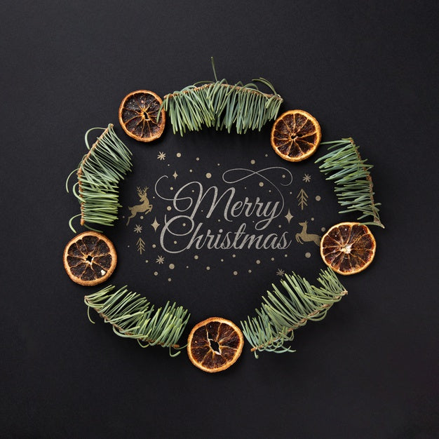 Close-Up Christmas Wreath Concept Psd