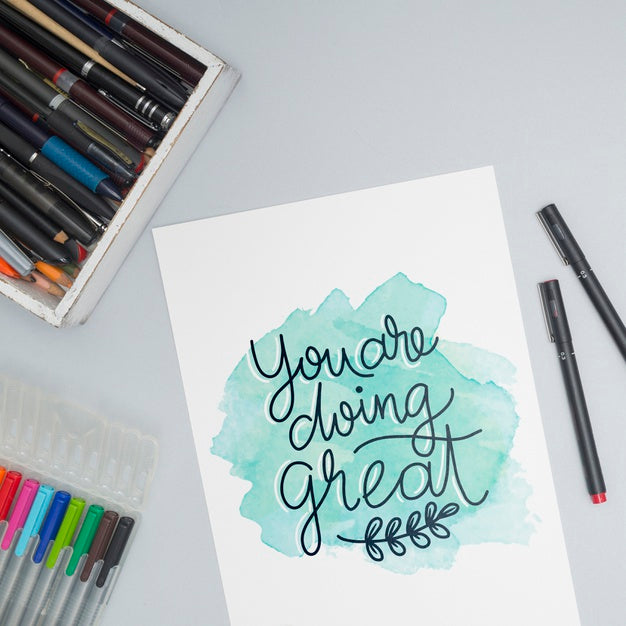 Close-Up Colorful Pens With Mock-Up Psd