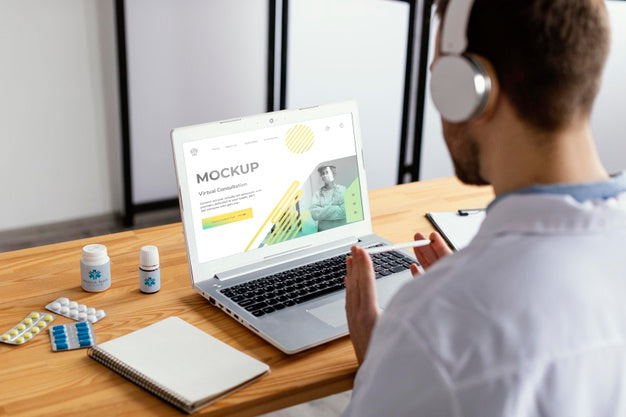 Close Up Doctor Wearing Headphones Psd