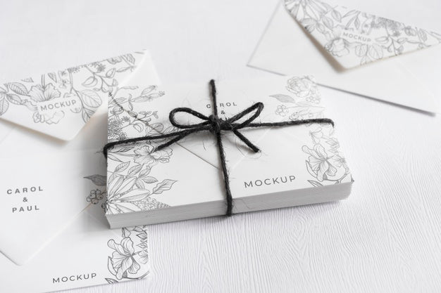 Close-Up Elegant Wedding Invitations With Mock-Up Psd