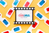 Close-Up Film Strips And 3D Glasses Mock-Up Psd