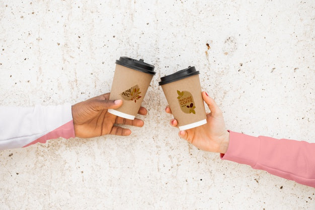 Close-Up Friends With Coffee And Hoodies Psd