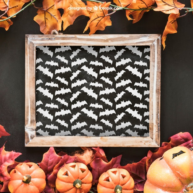 Close Up Halloween Slate Mockup Psd