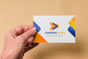 Close-Up Hand Holding Business Card Mock-Up Psd