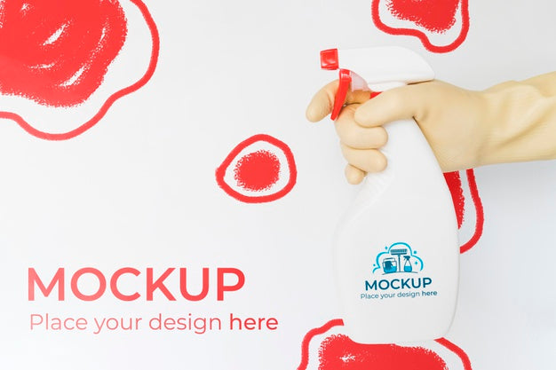 Close-Up Hand Holding Detergent Bottle Psd