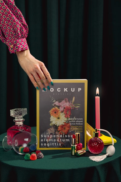 Close-Up Hand Holding Fashion Magazine Psd