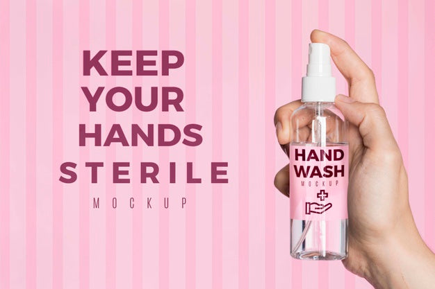 Close-Up Hand Holding Hand Sanitizer Psd