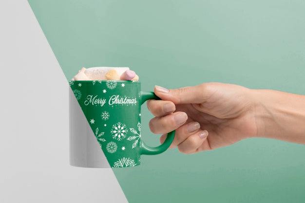 Close-Up Hand Holding Mug Psd