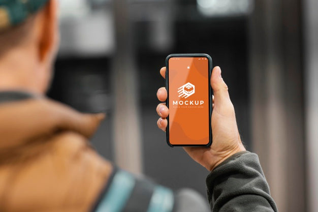 Close Up Hand Holding Phone Psd