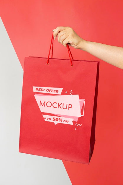Close-Up Hand Holding Shopping Bag Psd