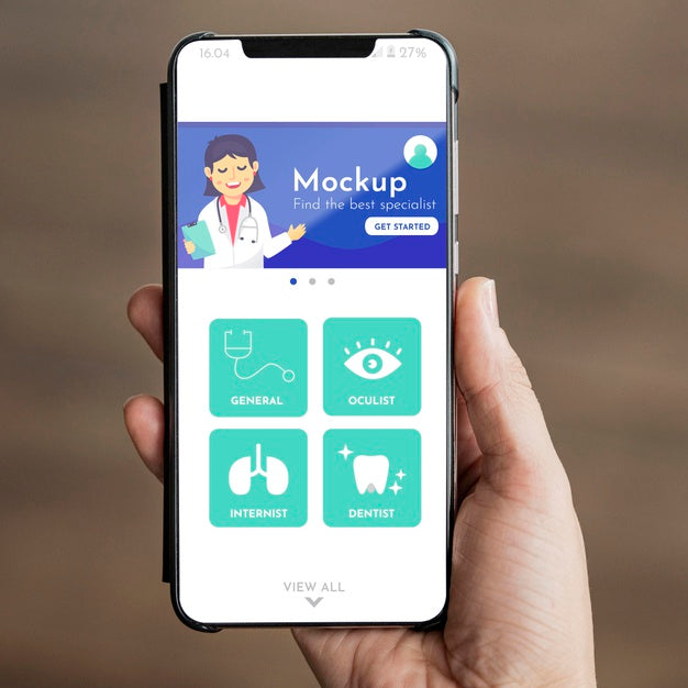 Close-Up Hand Holding Smartphone Psd