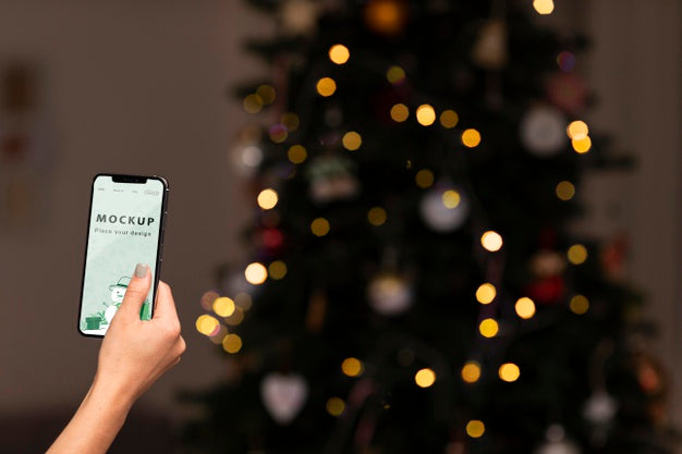 Close-Up Hand Holding Smartphone Psd