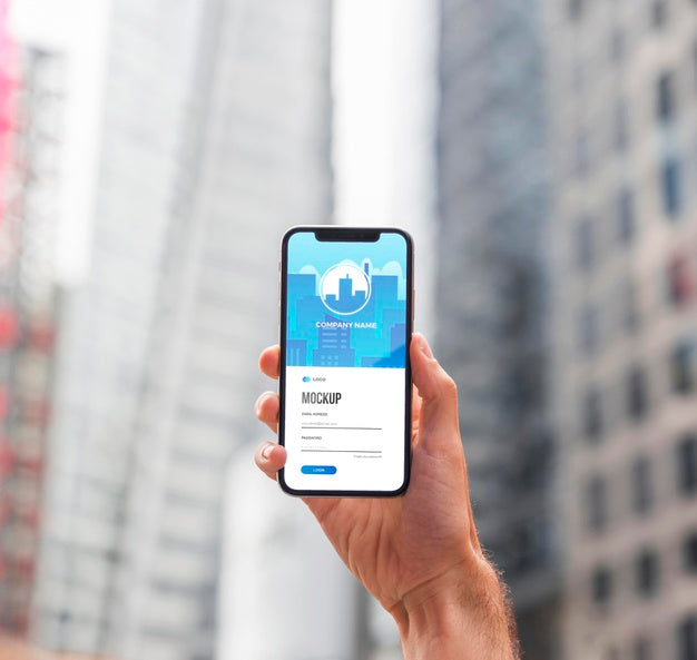 Close-Up Hand Holding Smartphone Psd