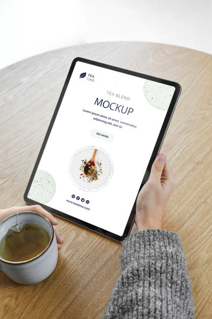 Close Up Hand Holding Tablet Psd