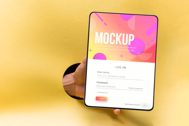 Close-Up Hand Holding Tablet Psd