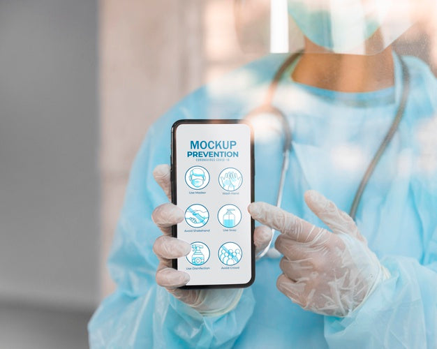 Close-Up Hand Pointing At Smartphone Psd