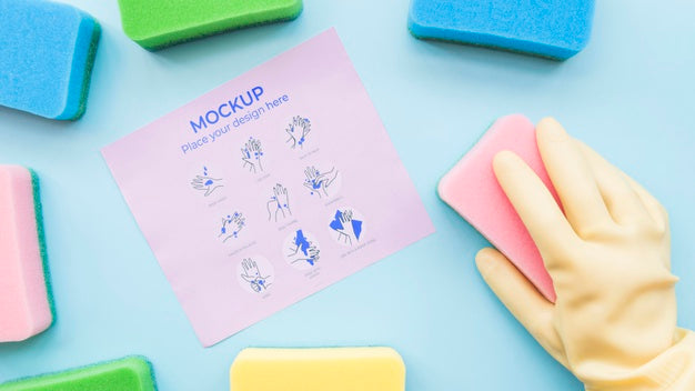 Close-Up Hand Wearing Yellow Glove Psd