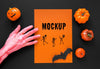 Close-Up Hand With Pumpkins Arrangement Psd