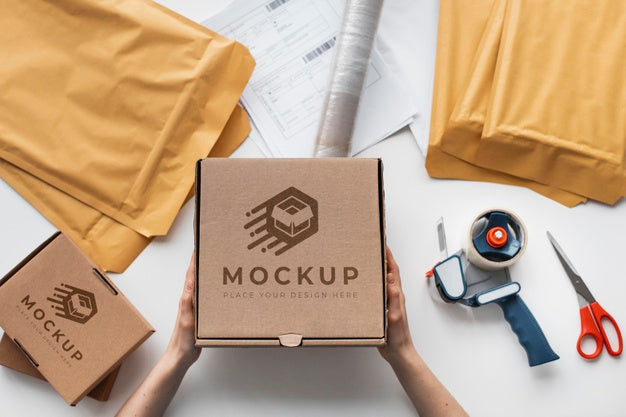 Close Up Hands Holding Box Mockup Psd