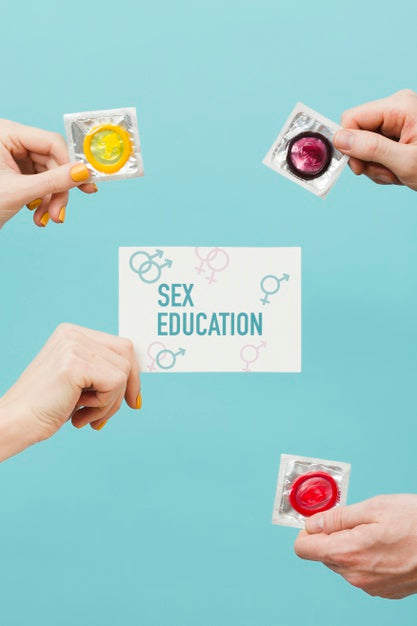 Close-Up Hands Holding Condoms Psd