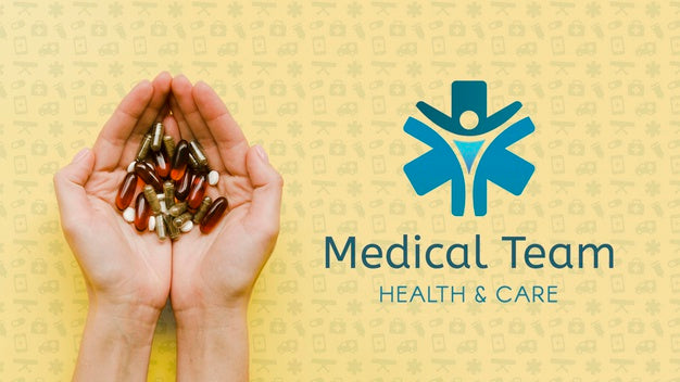 Close-Up Hands Holding Pills Psd