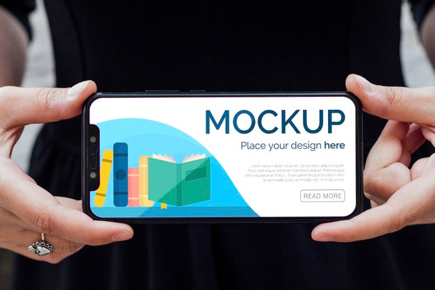 Close-Up Hands Holding Smartphone Psd