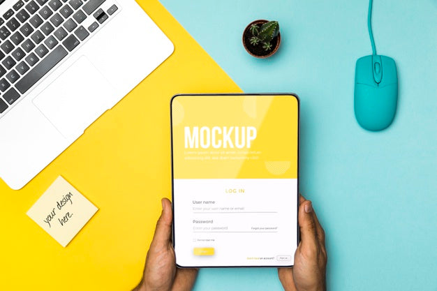 Close-Up Hands Holding Tablet Psd