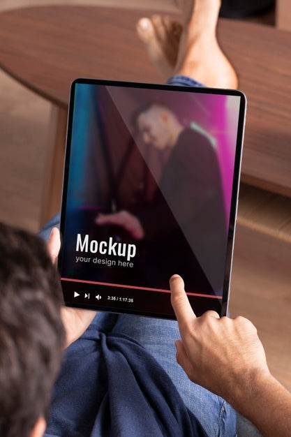 Close Up Hands Holding Tablet Psd