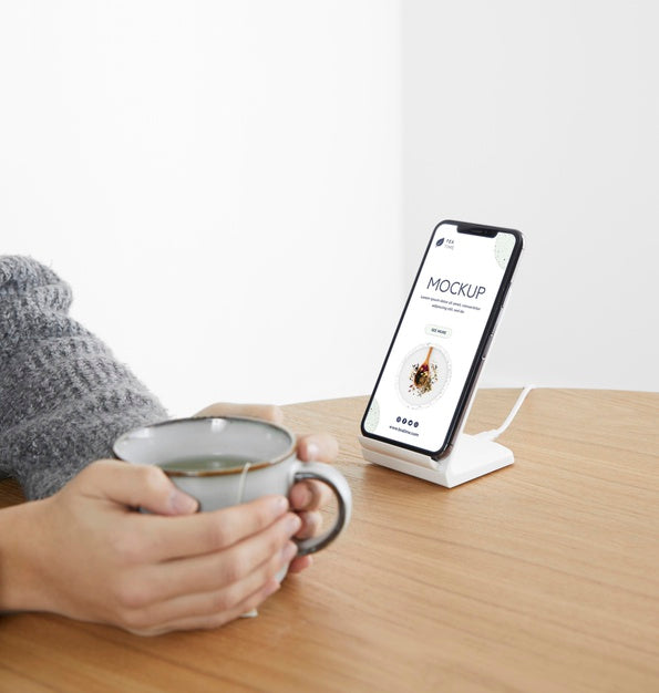 Close Up Hands Holding Tea Cup Psd