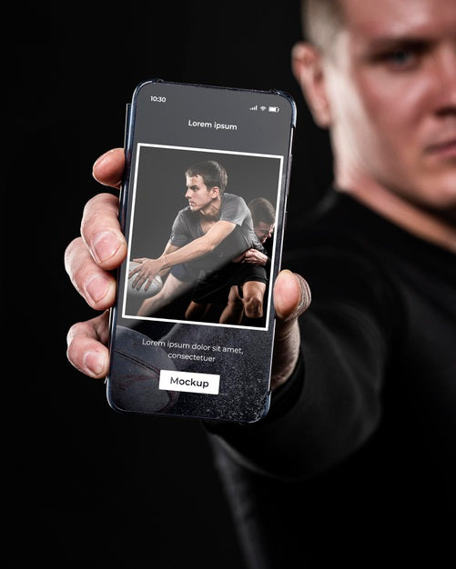 Close Up Man Holding Smartphone Psd