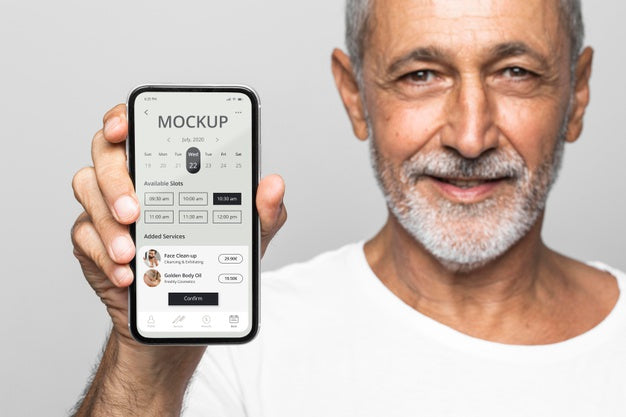 Close Up Man Holding Smartphone Psd