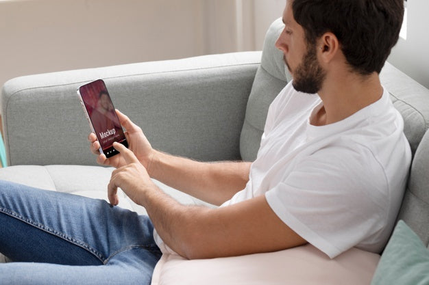 Close Up Man Holding Smartphone Psd