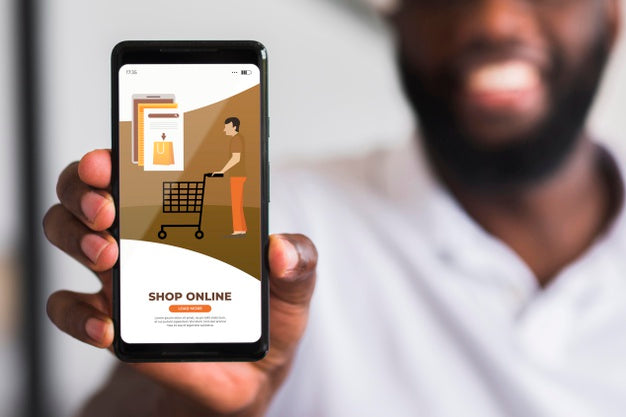 Close-Up Man Shopping Online Psd