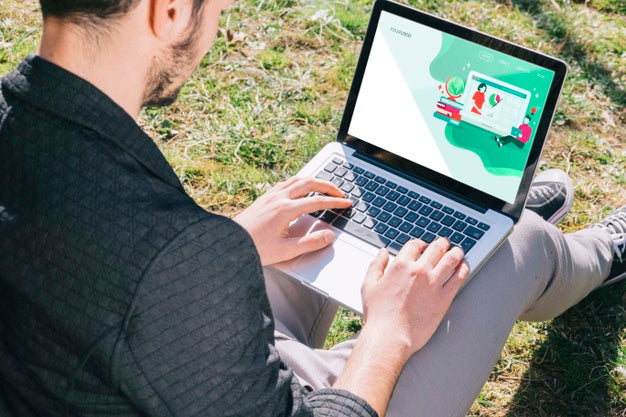 Close-Up Man Working Outside Psd