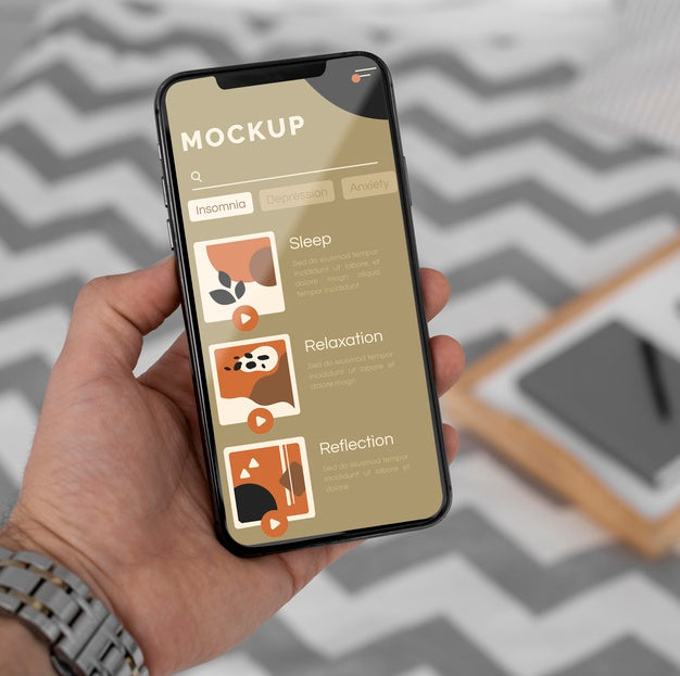 Close Up Mobile Screen Mock Up Psd