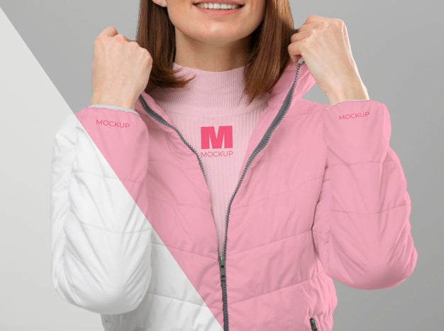 Close Up Model Wearing Warm Clothes Psd