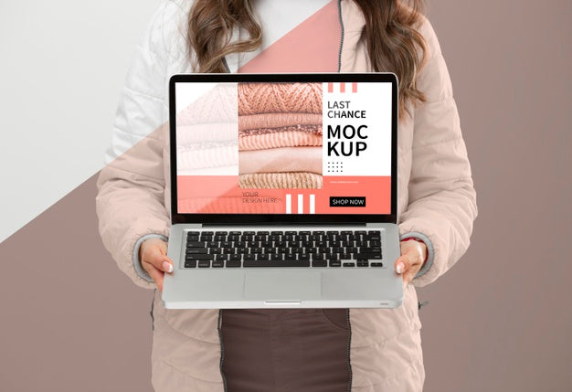 Close Up Model Wearing Winter Clothes Psd