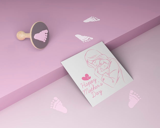 Close-Up Mother'S Day Card With Mock-Up Psd