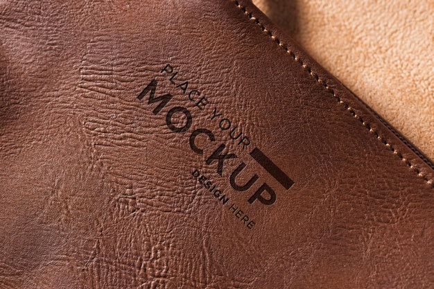 Close-Up Of Brown Leather With Stitches Psd