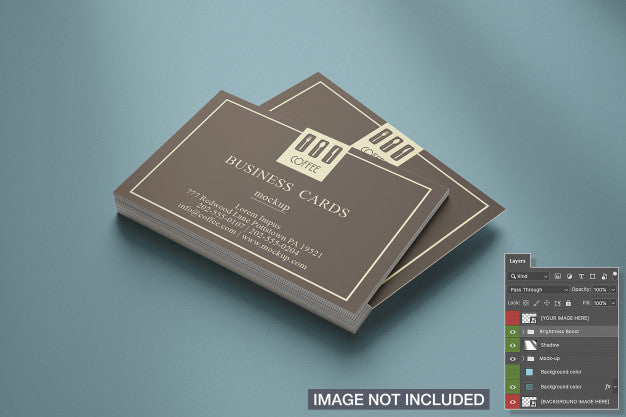 Close-Up Of Horizontal Business Card Stack Mockup Psd
