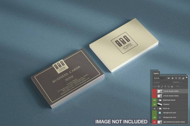 Close-Up Of Horizontal Business Card Stacks Mockup Psd