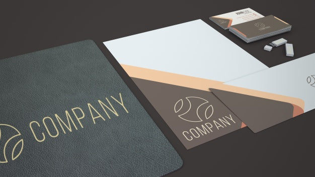 Close Up Of Stationery Showcase Psd