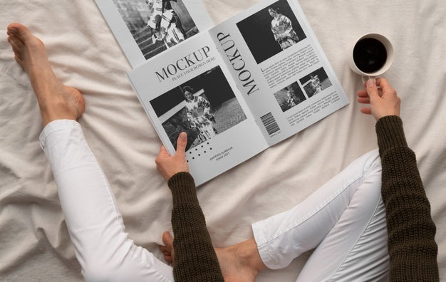 Close Up On Magazine In The Bedroom Psd