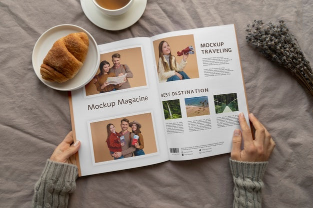 Close Up On Magazine In The Bedroom Psd