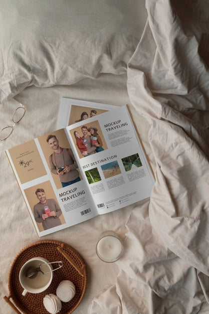 Close Up On Magazine In The Bedroom Psd