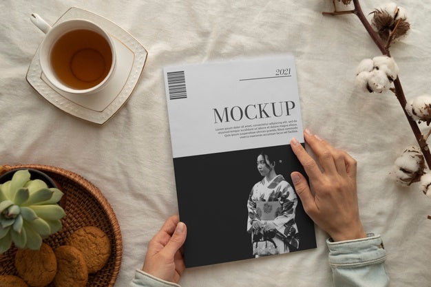 Close Up On Magazine In The Bedroom Psd