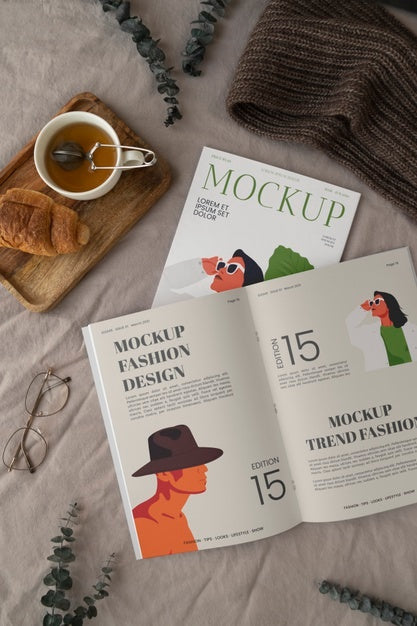 Close Up On Magazine In The Bedroom Psd