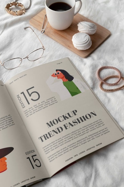 Close Up On Magazine In The Bedroom Psd