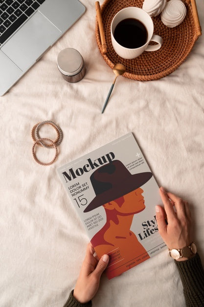 Close Up On Magazine In The Bedroom Psd